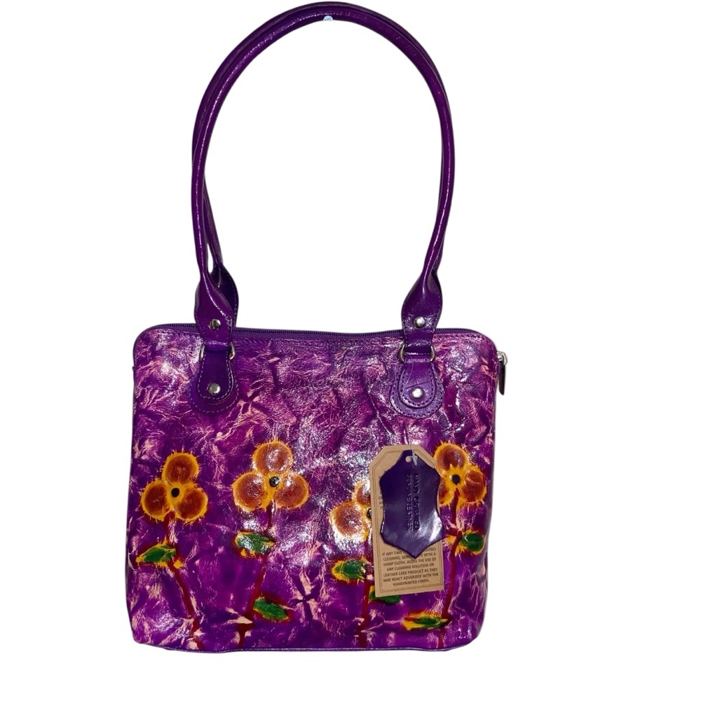 SUKRITI Bag Womens Purse Floral Hand Painted Genuine Leather Handmade Artsy New